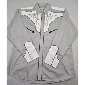 Tejas Men's Cowboy Western Shirt, Grey, Medium